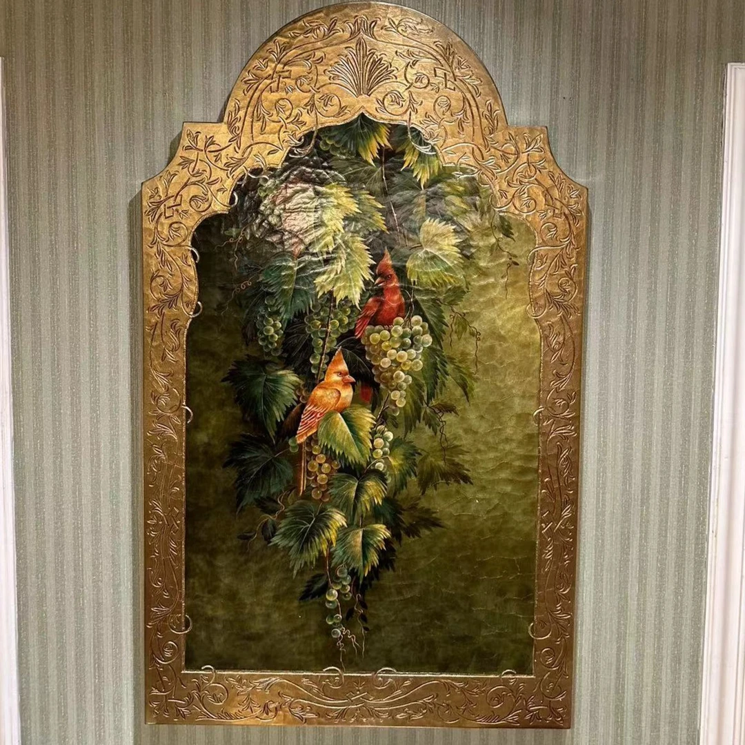 castilian/卡斯特兰欧美法风客厅连廊过道沙发墙鹦鹉竖幅工艺画