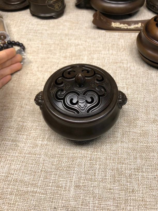 黄铜双狮耳铜炉套装