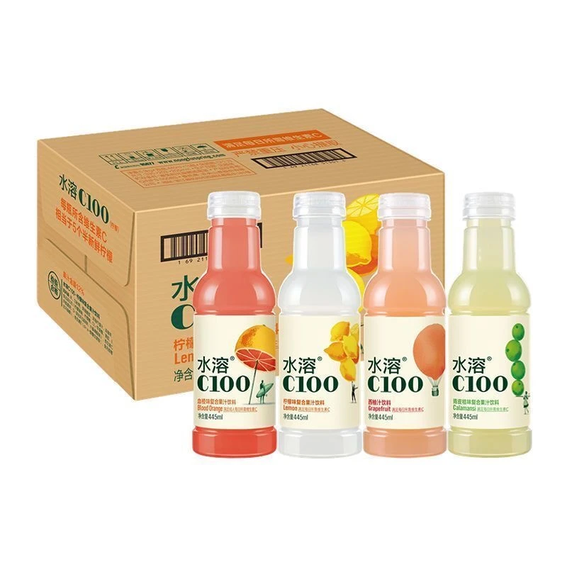 农夫山泉水溶C100柠檬味复合果汁445ml柠檬/西柚酸甜维生素饮料