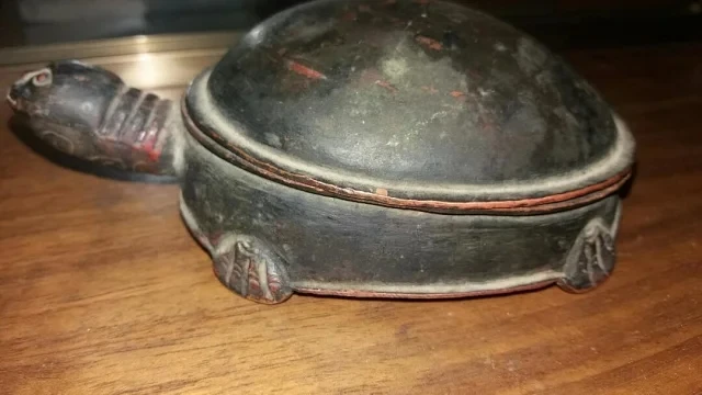 民国老墨盒神龟砚台，7.5-12-3cm