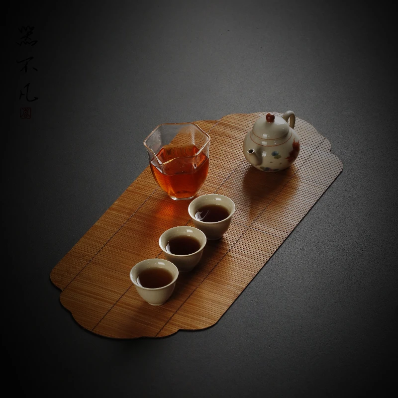 日式竹编席面茶席大漆主人席日式禅意隔热干泡席茶桌垫布茶盘垫子