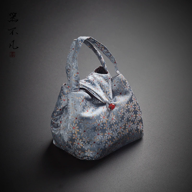 户外简约茶具收纳包一壶四杯加厚防摔便携茶壶茶杯布艺手提保护袋
