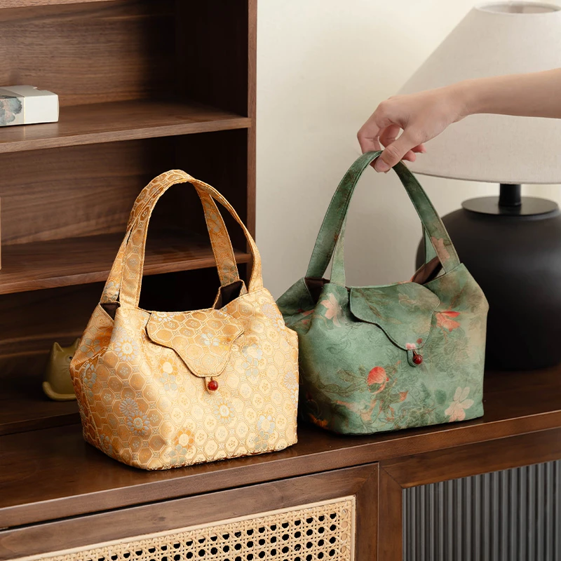 织锦提梁收纳茶事包旅行茶具便携一壶四杯加厚茶壶茶杯收纳盒布袋