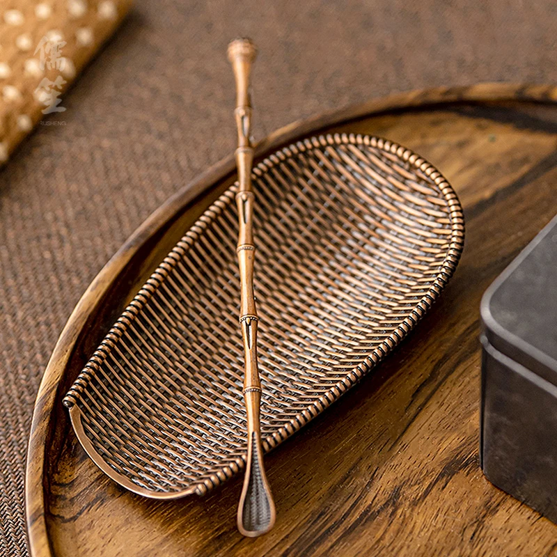 合金茶则茶荷功夫茶具配件禅意茶道茶勺日式茶拨手工茶匙赏茶醒茶