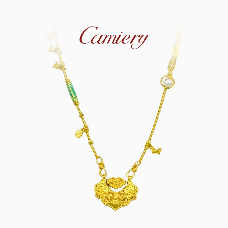 CAMIERY新中式古法锦鲤如意锁百搭平安项链Z