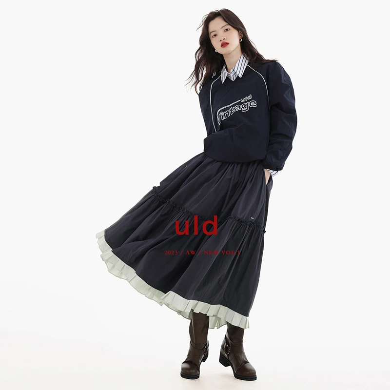ULD/Flamenco度假小舞裙50支新疆棉蔷薇边 ofg系列半裙