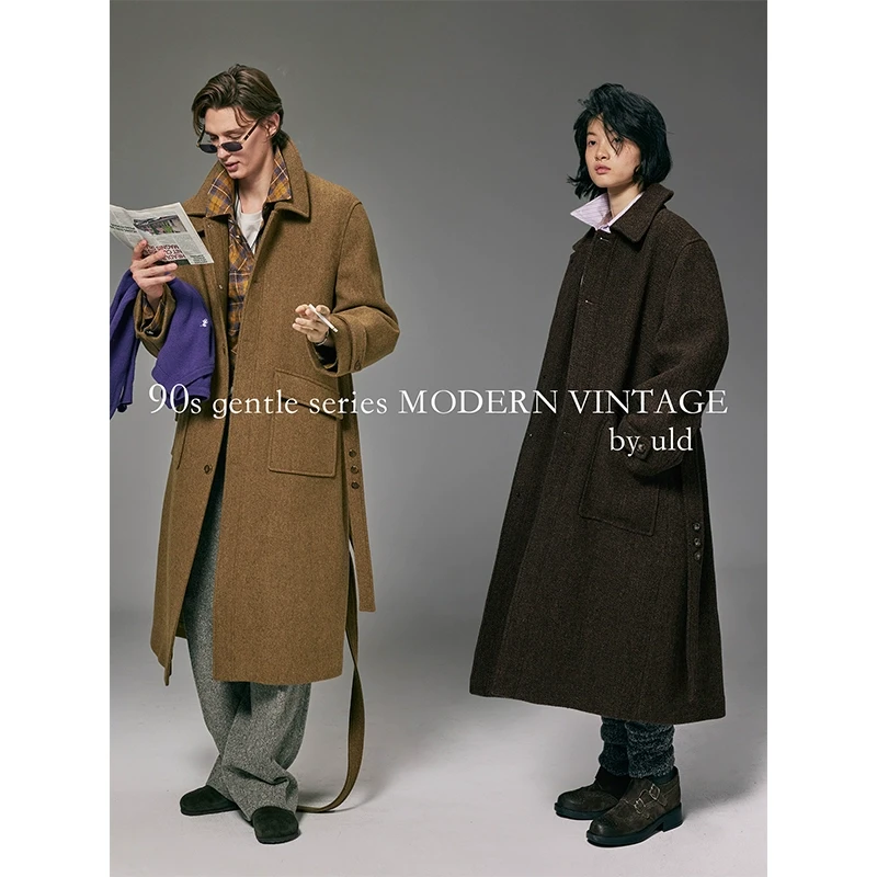 ULD/90s中古赫本绅士立挺感羊毛编织肌理感多穿大衣