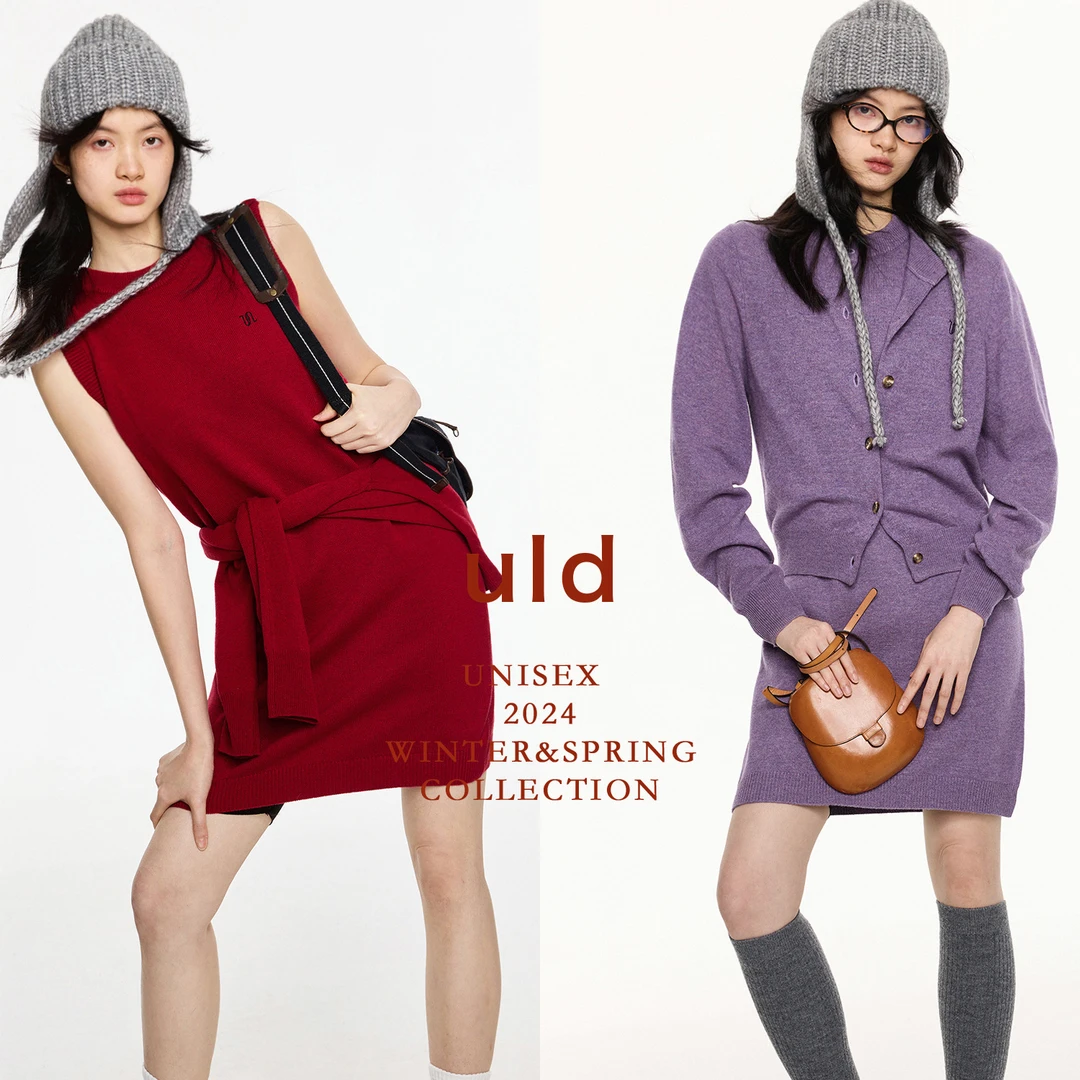 ULD/2024春vintage云柔感sporty羊绒点睛搭配针织连衣裙 DACU