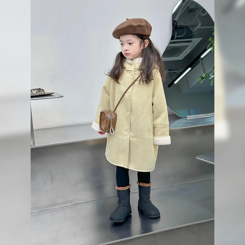 女童加厚外套秋冬装新款儿童加绒大衣韩版洋气童装外衣潮23R1260