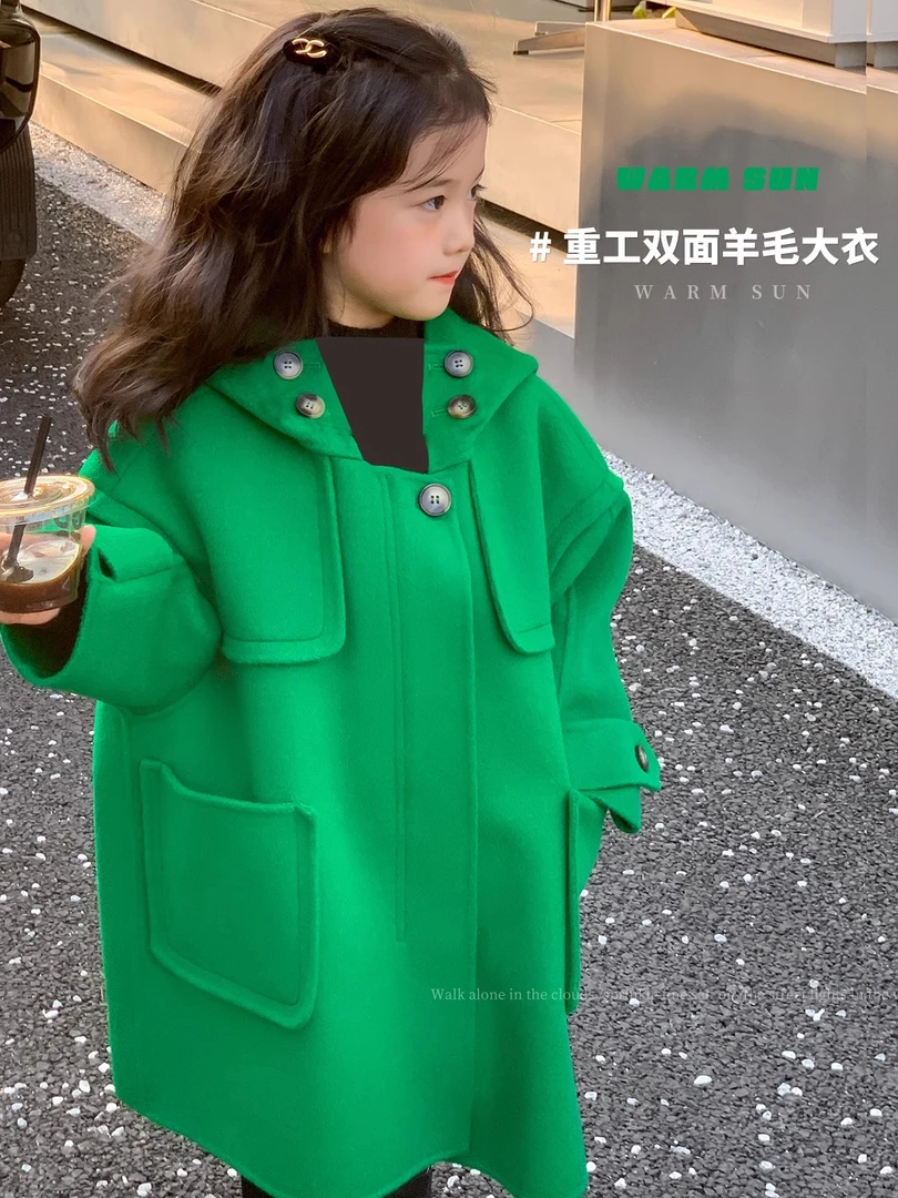 【图妈品牌童装】冬装中长款保暖显白外套宝宝加厚连帽大衣