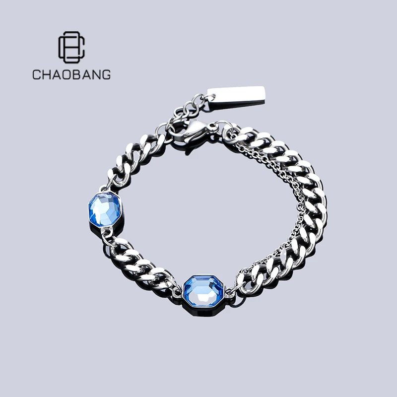 chaobang/潮邦 钛钢手链 古巴拼接手链男小众轻奢配饰高级感饰品