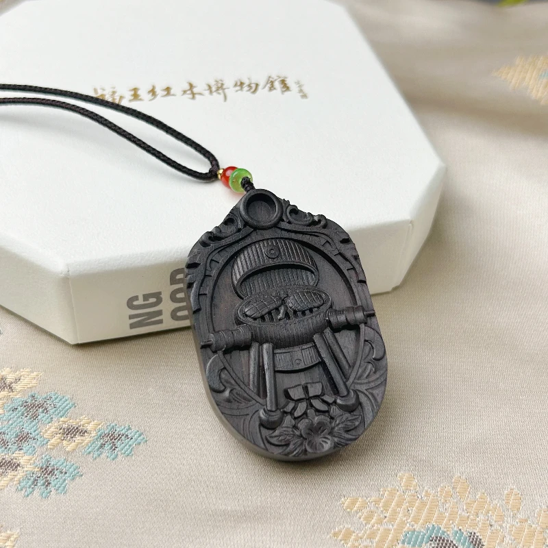 福王紫光檀淄博烧烤纪念牌手把件定制款伴手礼