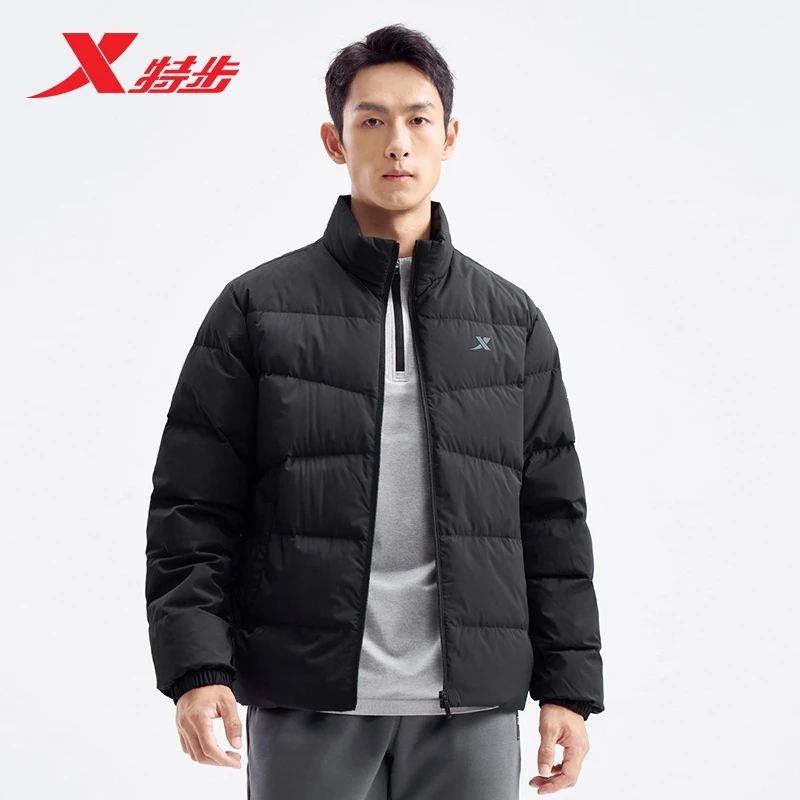 特步三防羽绒服男2024冬季新款立领保暖运动保暖外套976429190145