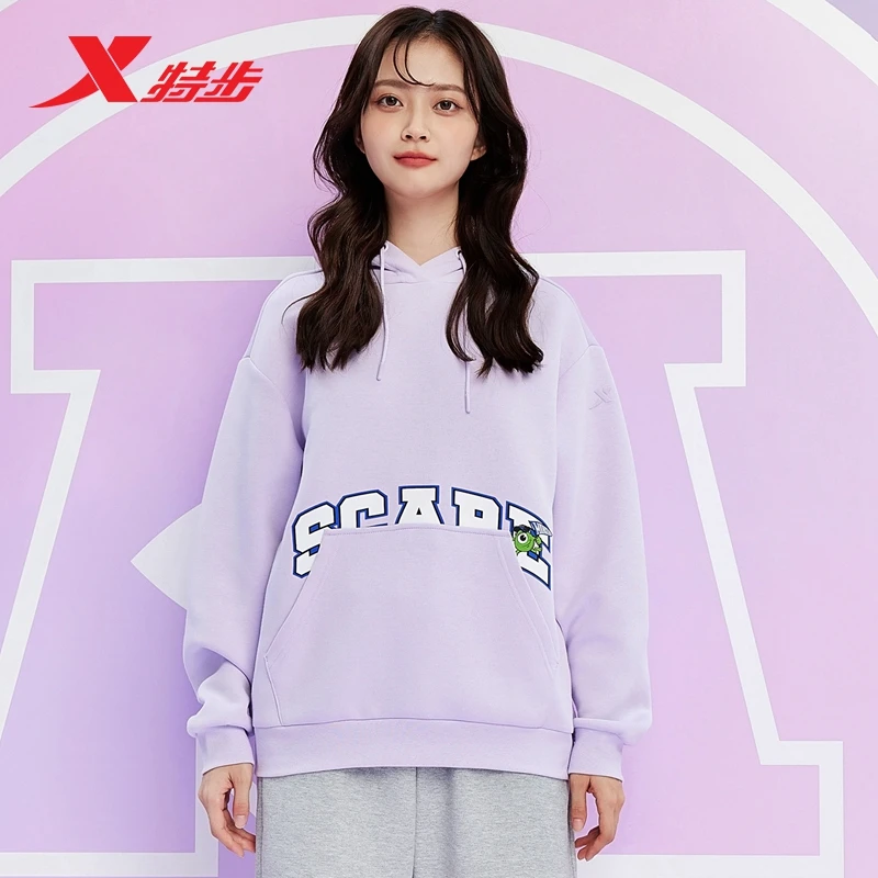 特步秋季女士时尚休闲加绒女百搭长袖春季运动套头衫978328930340