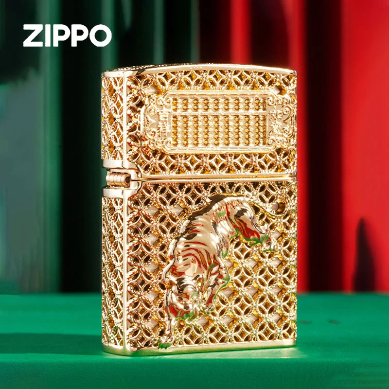 zippo打火机正版男士虎虎生威个性套壳原装进口燃油个性zppo火机