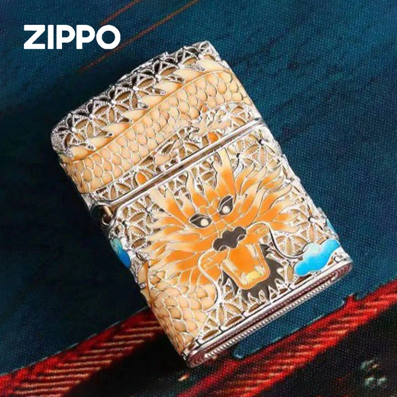 芝宝Zippo打火机正版瑞兽中国龙夜光珐琅彩 收藏个性防风