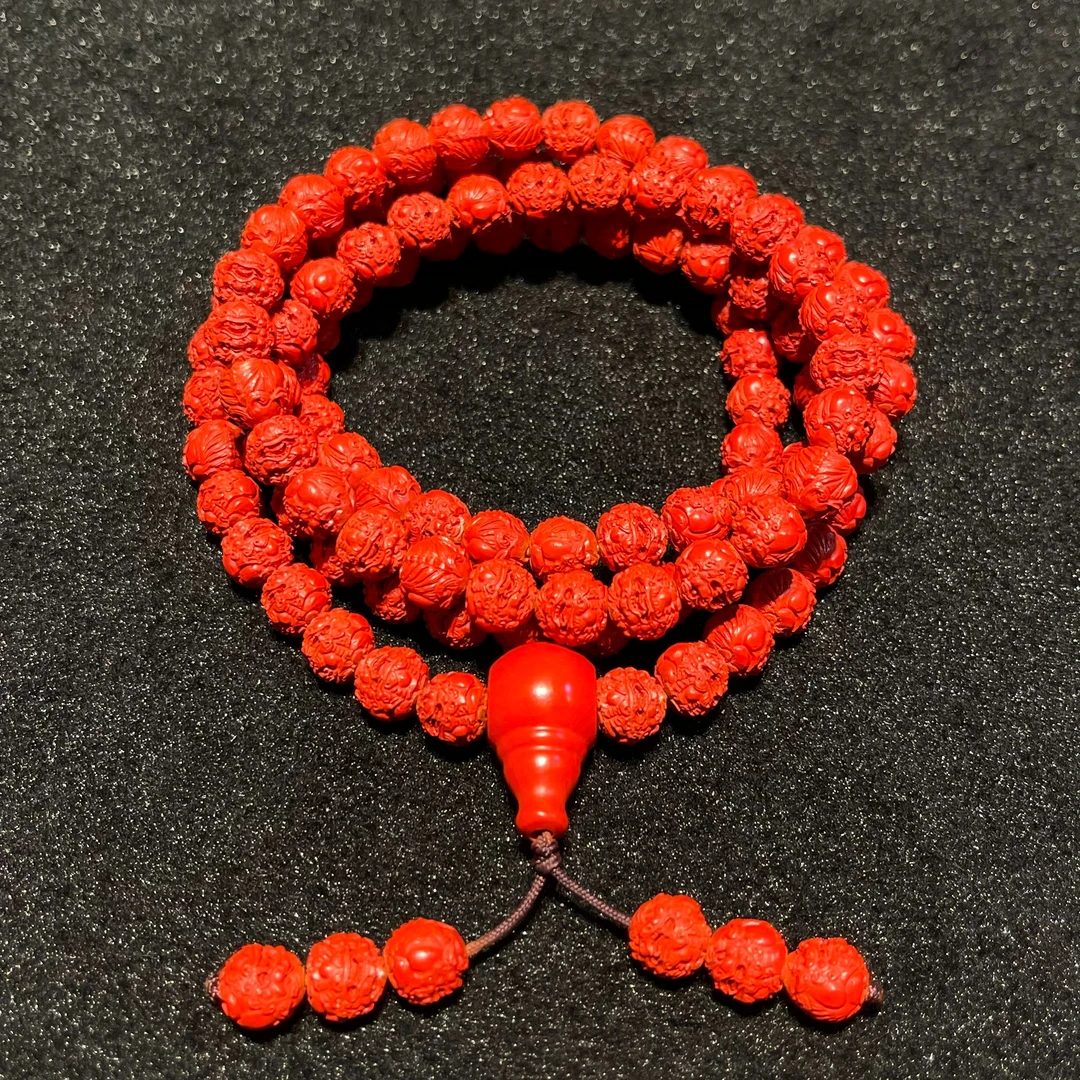 含辰砂工艺品三道火真朱砂108貔貅手串