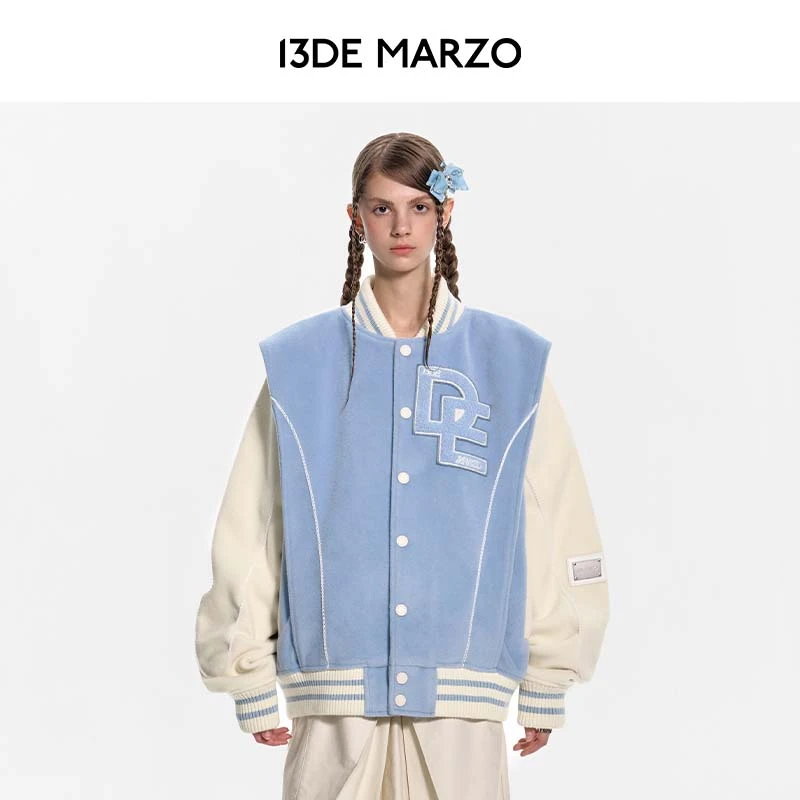 13DE MARZO男女同款 发光灯带玩偶棒球服时尚夹克宽松个性外套