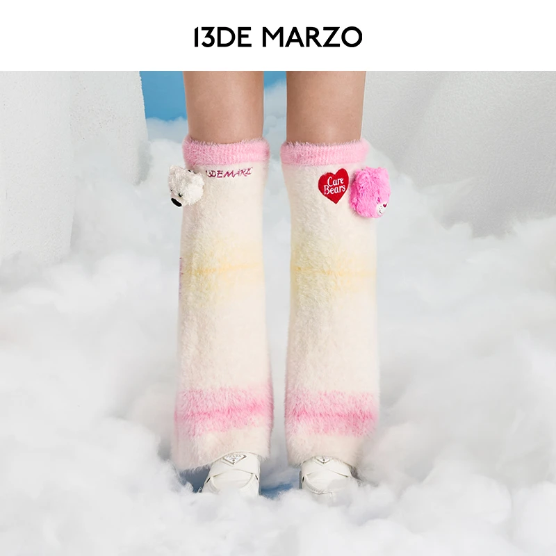 13DE MARZO女士 新款CARE BEARS联名系列毛绒渐变时尚针织腿套