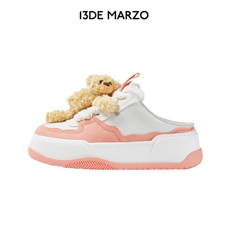 13DE MARZO男女同款 立体可拆卸玩偶厚底半拖夏季休闲百搭ins板鞋