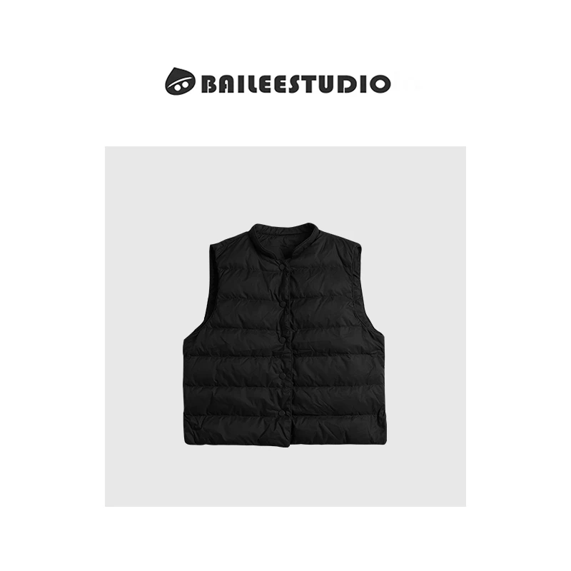 【柏栗良品】羽绒马夹~90白鸭绒复古时尚百搭防风保暖无袖马夹6823