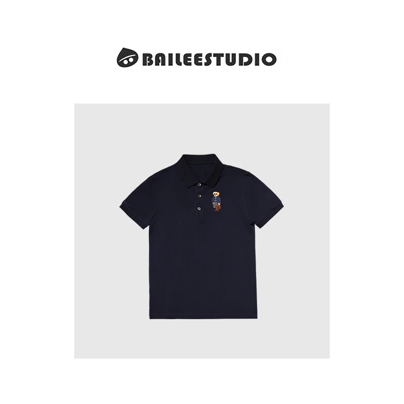 【柏栗良品】秋冬新品~可爱小熊刺绣设计感百搭短袖POLO衫222707