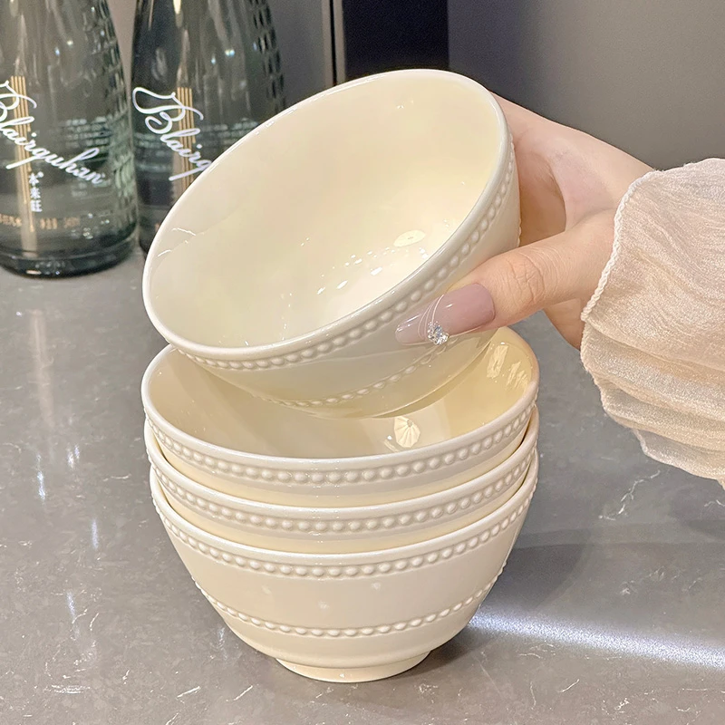 高级感陶瓷碗家用特别好看的饭碗汤碗釉下彩简约早餐碗个人专用碗