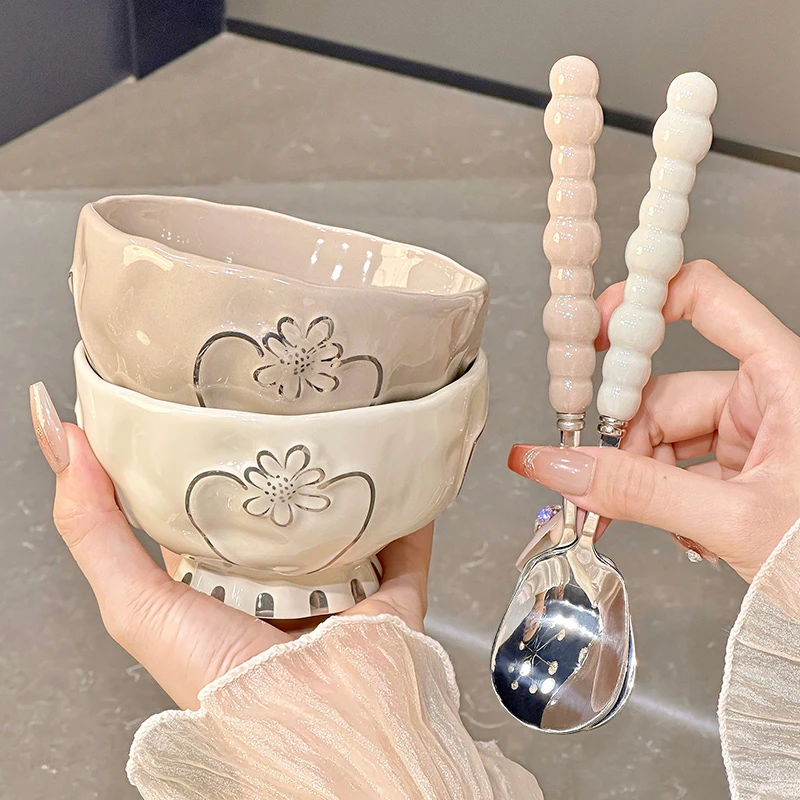 轻奢陶瓷米饭碗家用2025新款高颜值餐具个人专用碗汤碗面碗釉下彩