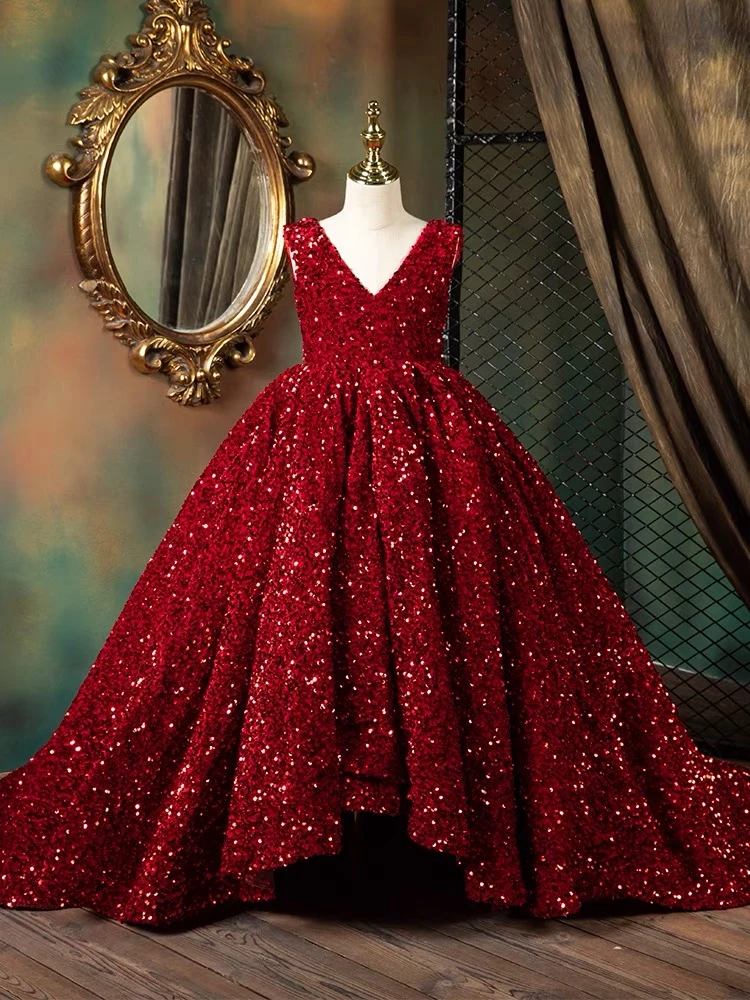 儿童礼服高端舞台走秀欧美宫廷公主蓬蓬裙2023新款女孩模特演出服