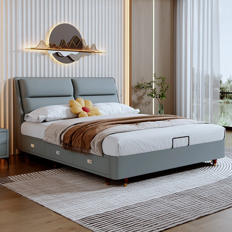 【居然甄选】意式主卧室真皮床高箱多功能轻奢双人简约北欧850