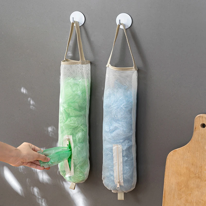 凤全家用垃圾袋收纳挂袋厨房壁挂式储物袋免打孔购物袋塑料袋收纳