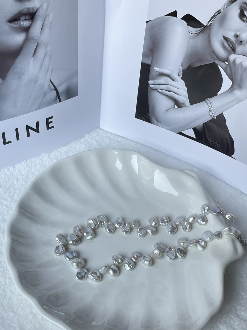 非金属项链 异形花瓣真珠项链无核炫彩时尚气质