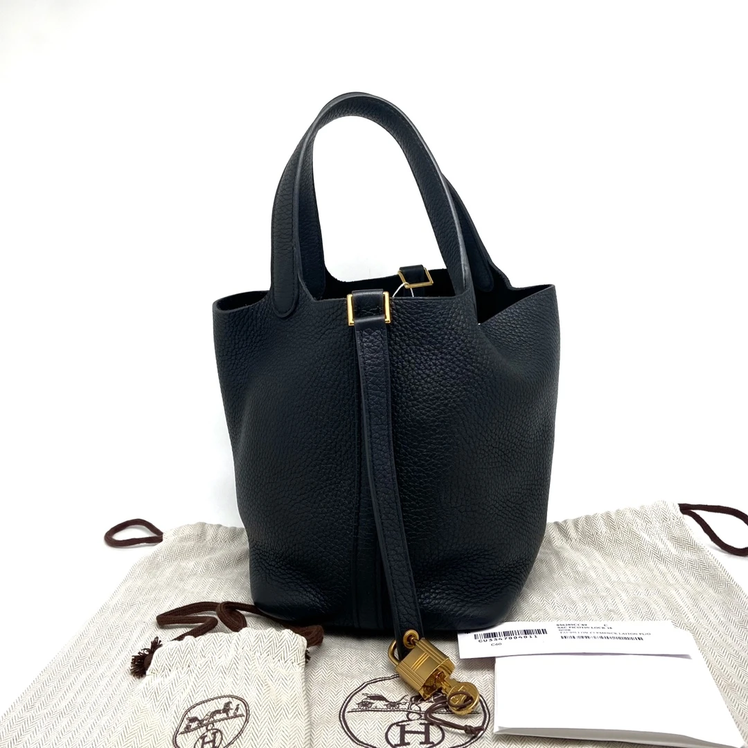 99新 Hermes/爱马仕 黑金菜篮子 picotin 18 U刻黑金