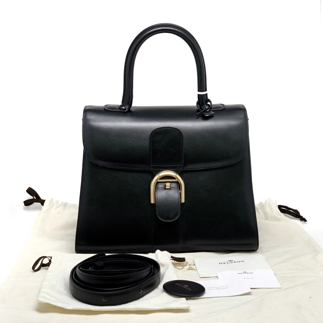 99新 Delvaux/德尔沃 brillant 黑金中号 box皮 斜挎包