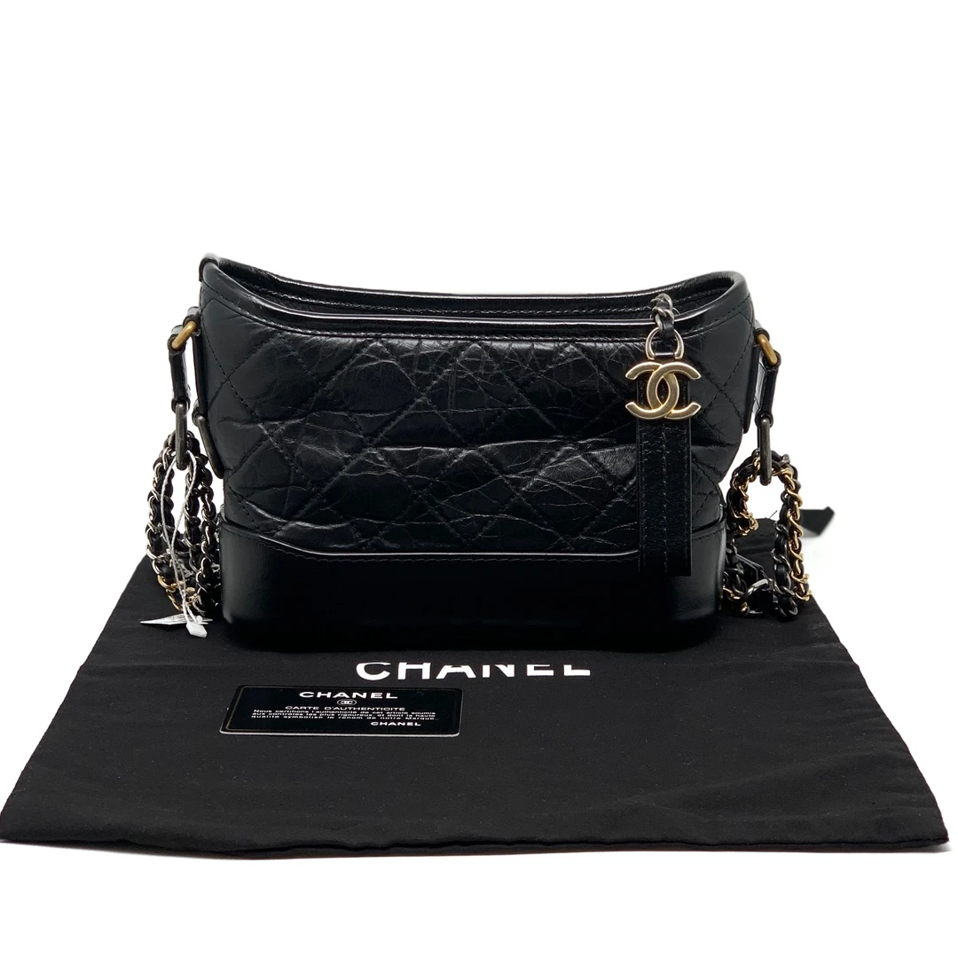 95新 Chanel/香奈儿  黑金流浪包小号 斜挎包