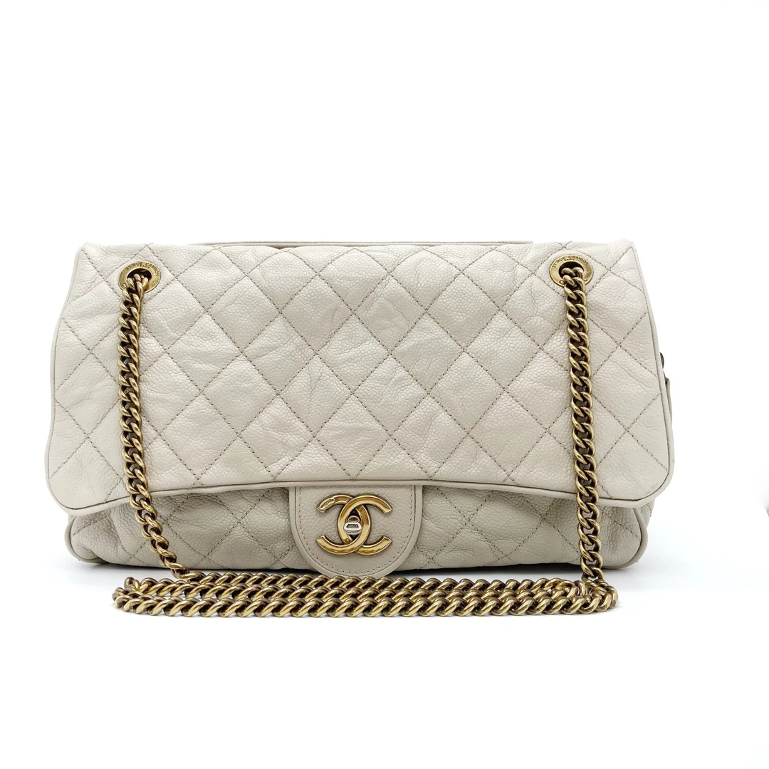 95新 Chanel/香奈儿 荔枝牛皮cf金扣机场包