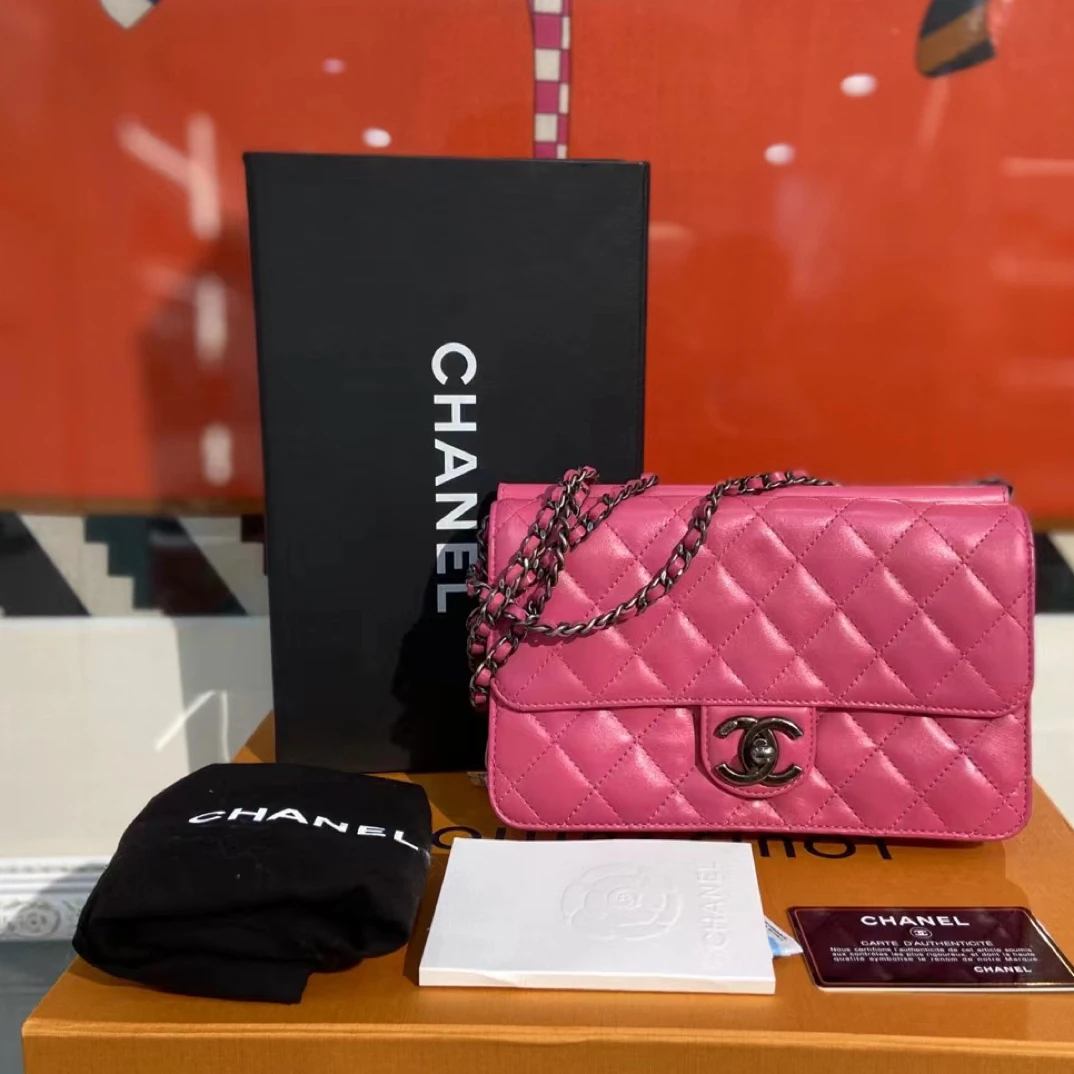 99新  Chanel香奈儿 大全套CF WOC 粉色 链条包单肩包/二店