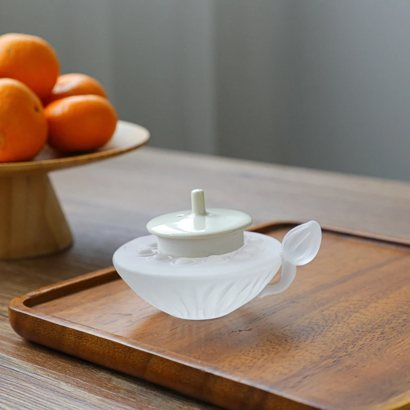 创意莲藕玻璃盖置茶壶盖托壶承盖碗盖托茶宠茶桌摆件茶具茶道配件