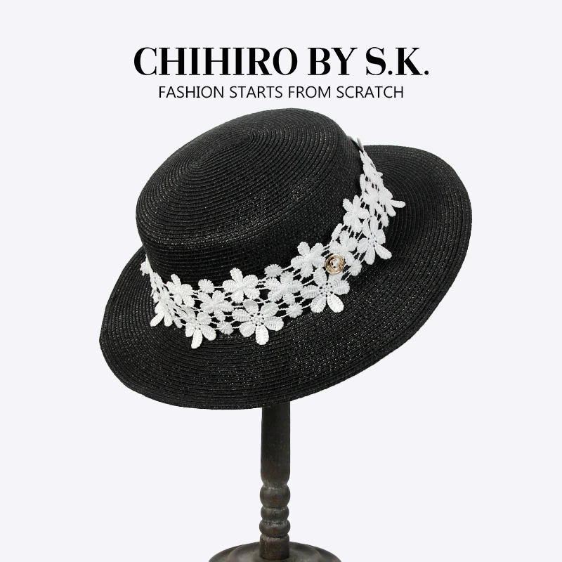 新帽馆度假风显脸小高级感遮阳帽度假防晒优雅云脉花法式礼帽