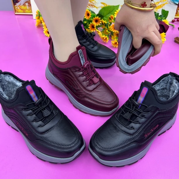 【爆款新品】加绒加厚保暖软底软面平底妈妈鞋休闲鞋6523