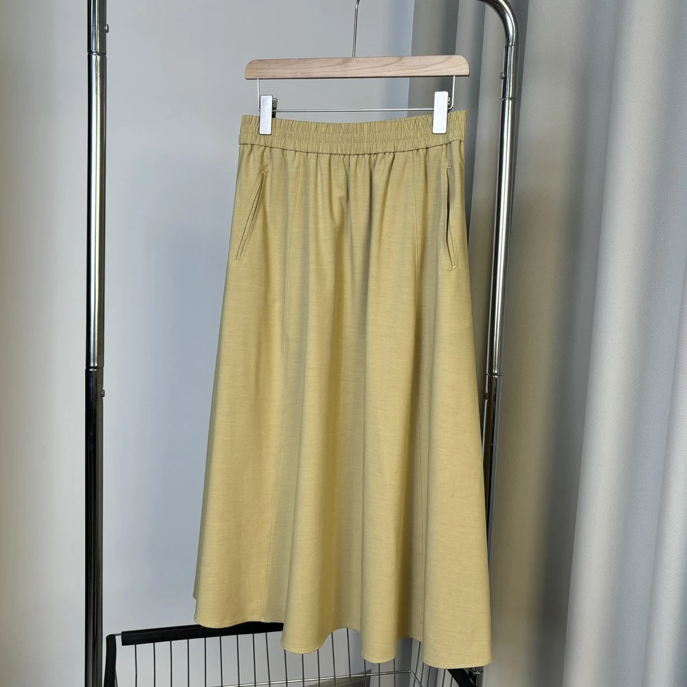 美式休闲风巨显腿长时髦精致长款伞裙 不起静电 垂感 半身裙秋新