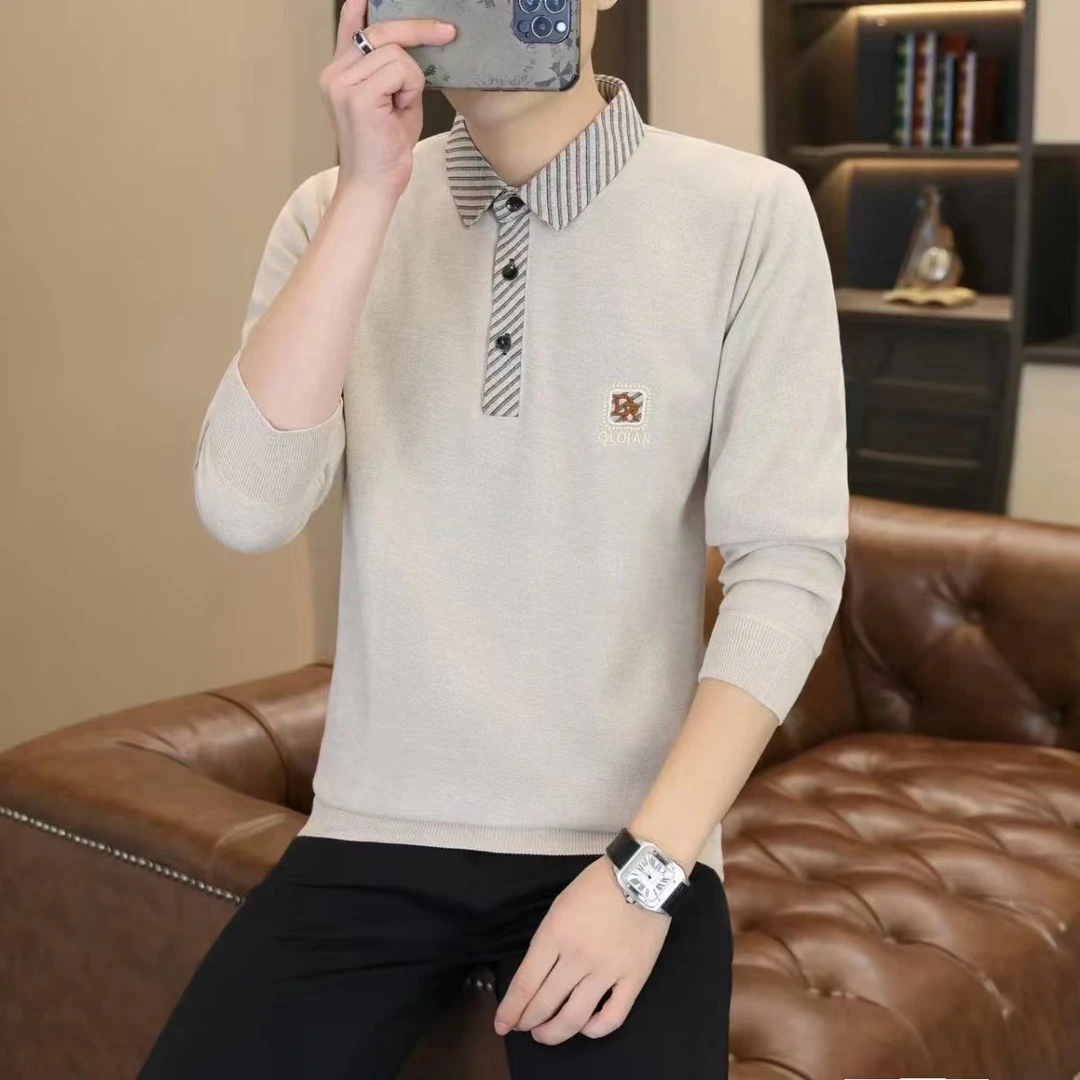 新季春秋款字母绣花男士加绒加厚卫衣男冬季保暖休闲长袖打底上衣