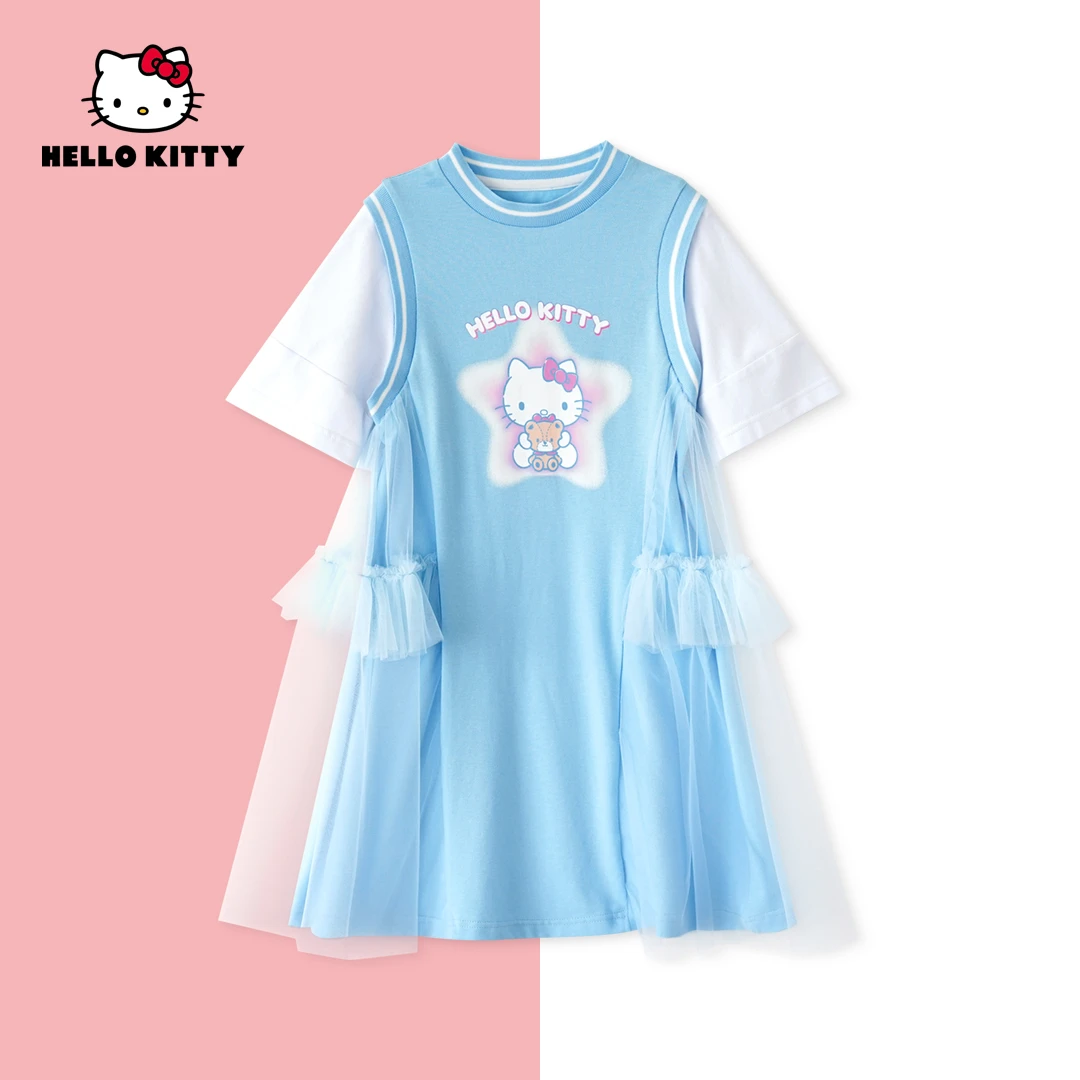 Hellokitty夏季新款女童装6-12岁中大童休闲连衣裙THQX10021  KT