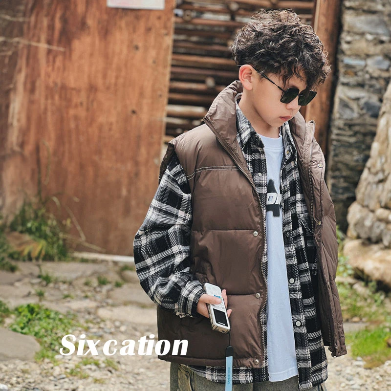 儿童加厚棉马甲秋冬新款男童港风工装潮牌中大童帅气上衣S6631