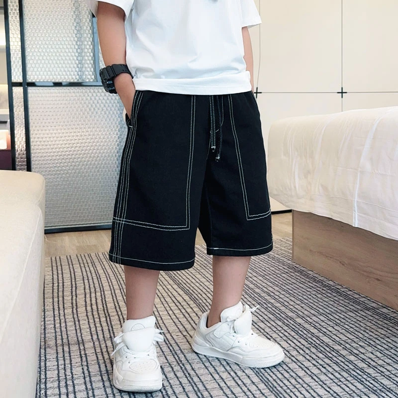 男童夏季明线洋气牛仔中裤儿童宽松短裤中大童装休闲裤S7066