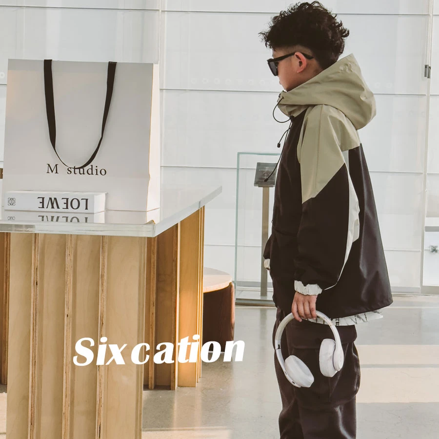 男童春装拼接连帽冲锋衣新款儿童防风衣外套潮童户外开衫S6935