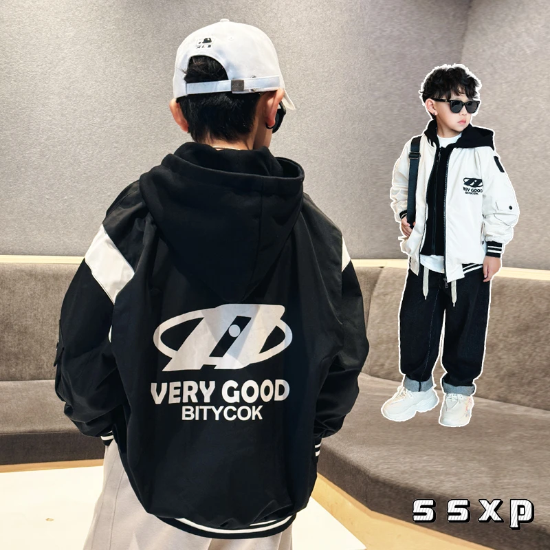 男童假两件棒球服连帽开衫外套秋装痞帅夹克新款童装上衣S7150