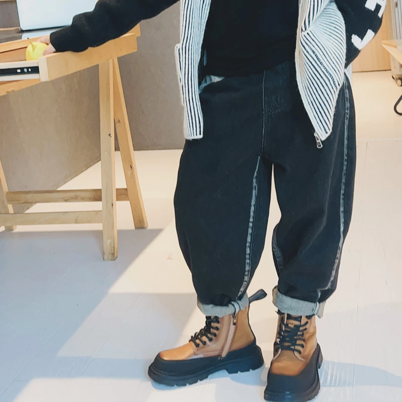 男童秋装儿童炸街字母牛仔裤帅气韩范宽松直筒长裤中大童S6523