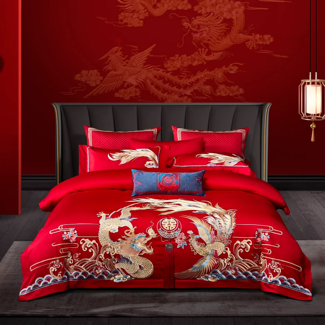 秀姐推荐 龙凤成双婚房喜庆四件套