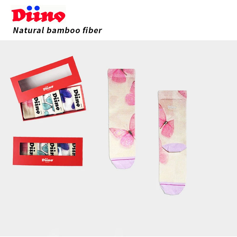 Diino直播福利品，彩蝶系列中筒袜